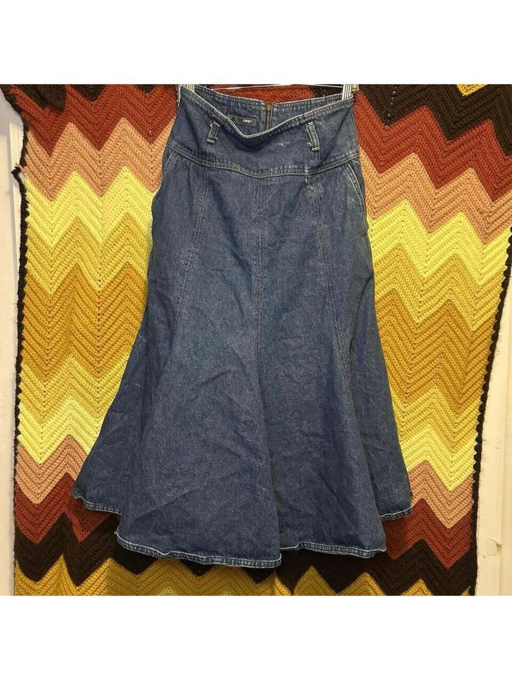 Vintage Lizwear Womens 12 P Jean Skirt Denim High Waist Pockets Y2K